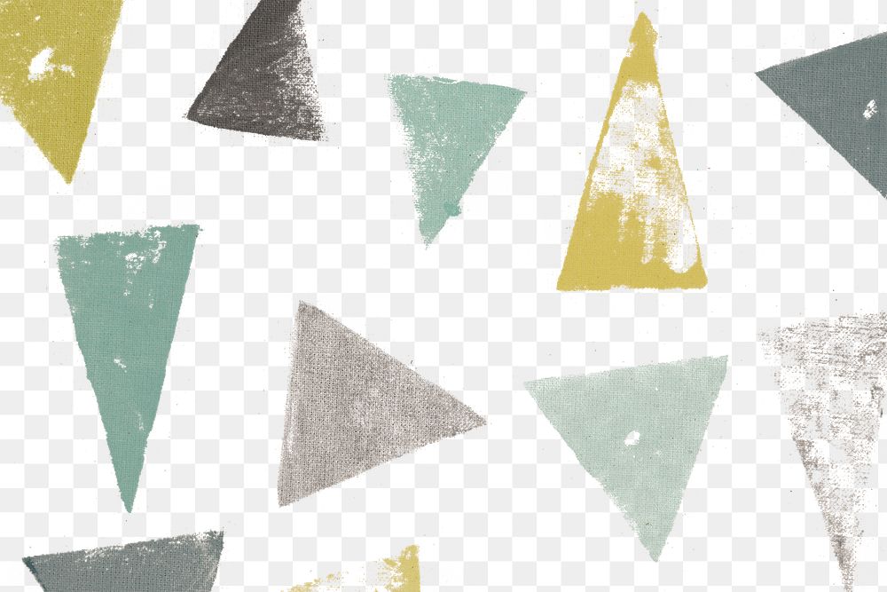 Triangle png pattern background with green DIY block prints