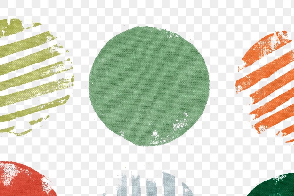 Circle png pattern background with colorful DIY block prints