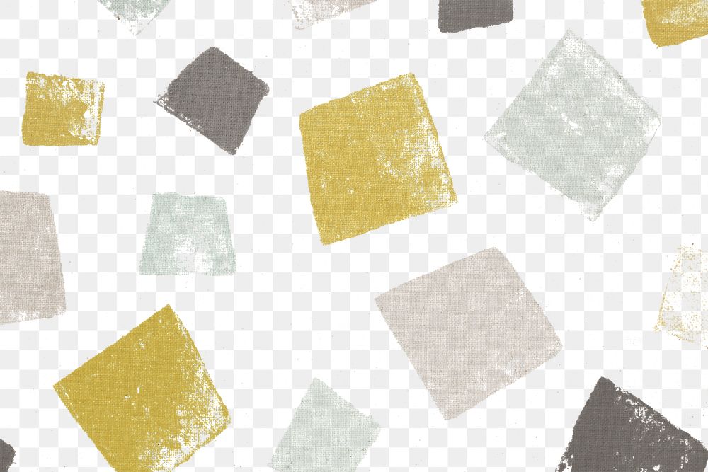 Square png pattern background with green DIY block prints