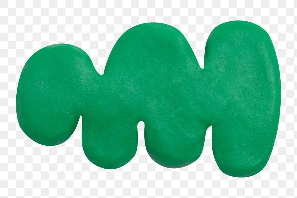 Png abstract shape clay craft wavy textured shape in green DIY creative art