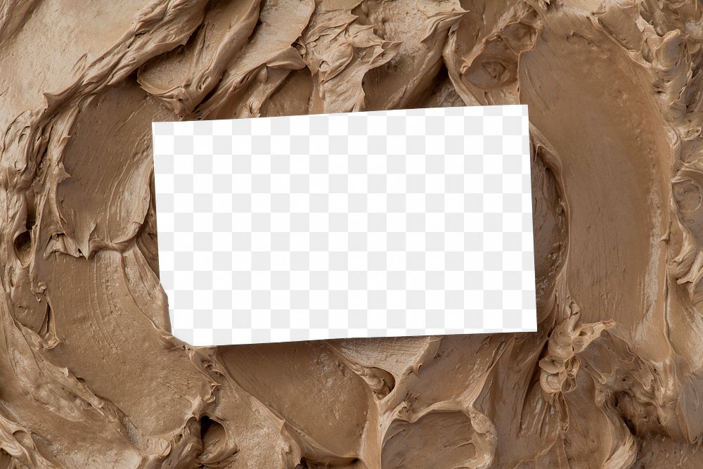 Png business card mockup on chocolate frosting texture