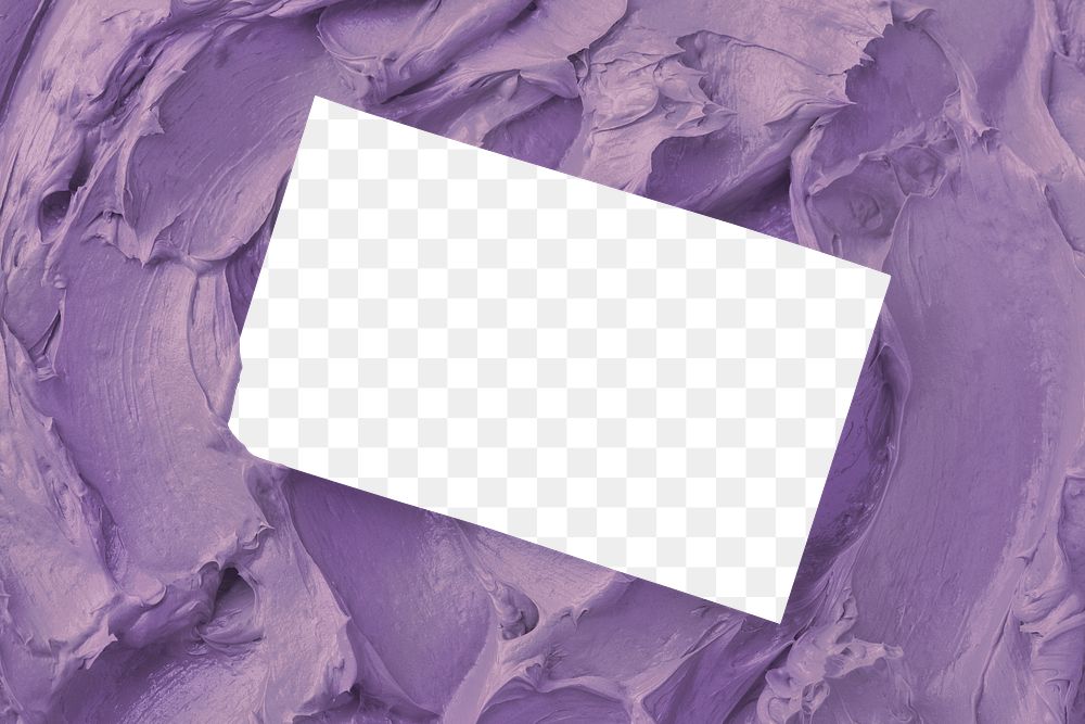 Png business card mockup on purple frosting texture