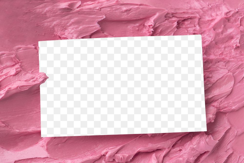 Png business card mockup on pink frosting texture