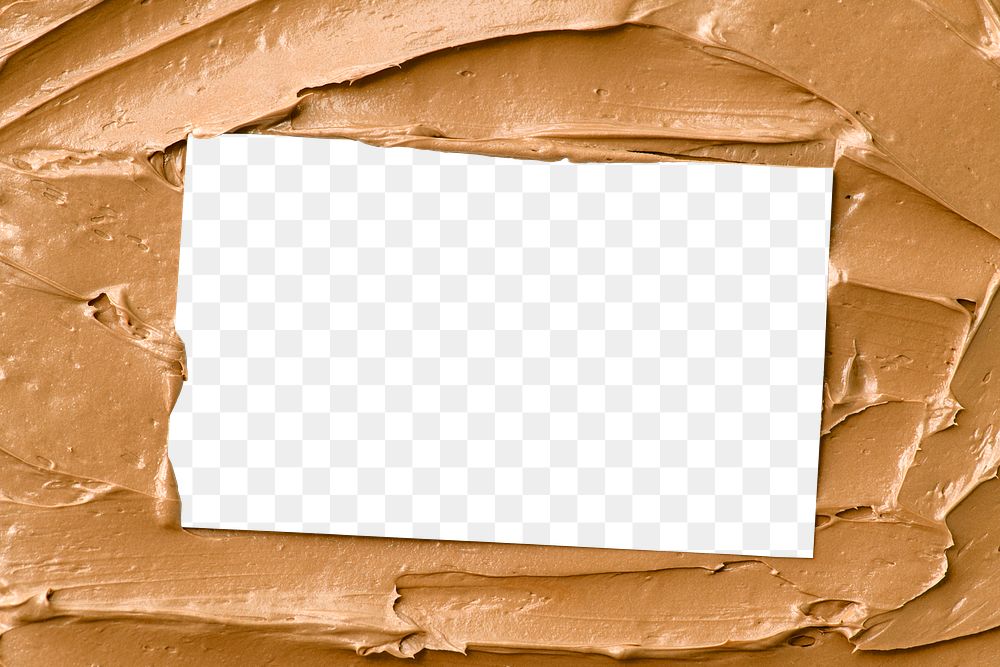 Png business card mockup on caramel brown frosting texture