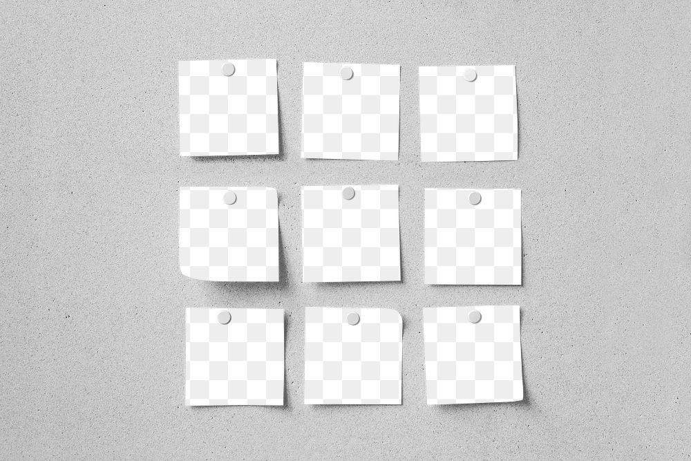 Paper png mockup, memo on gray background