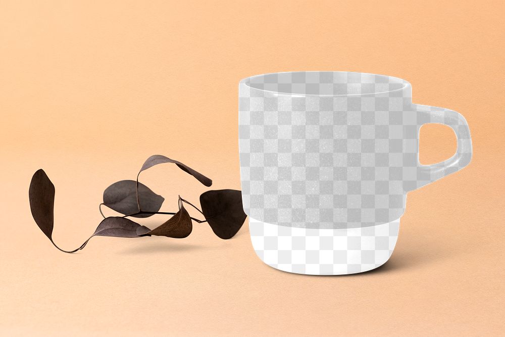 Minimal ceramic mug mockup png in transparent