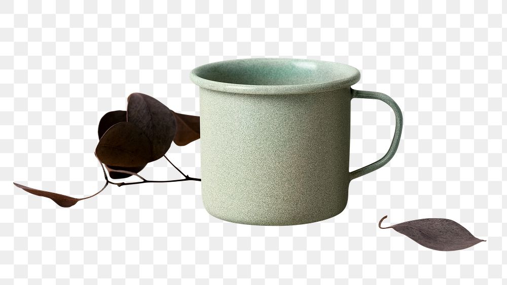 Minimal ceramic mug mockup png in green