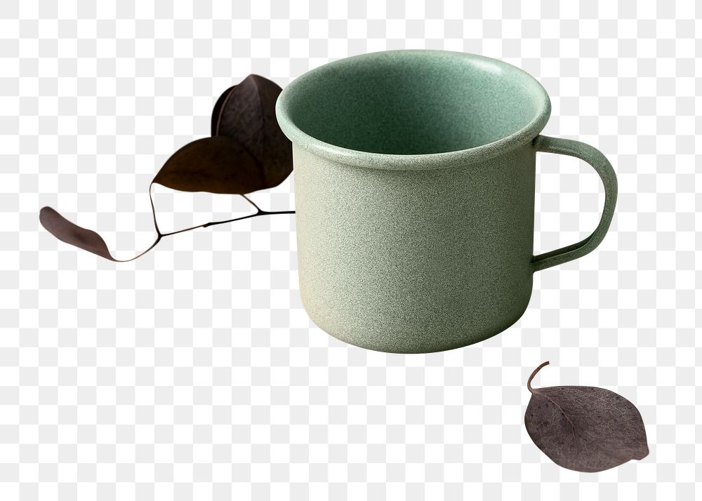 Minimal ceramic mug mockup png in green