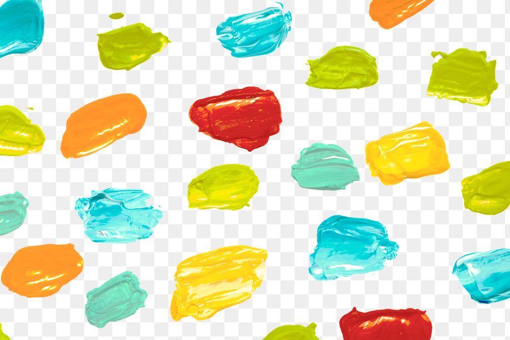 Paint smear textured background png in colorful pattern for kids