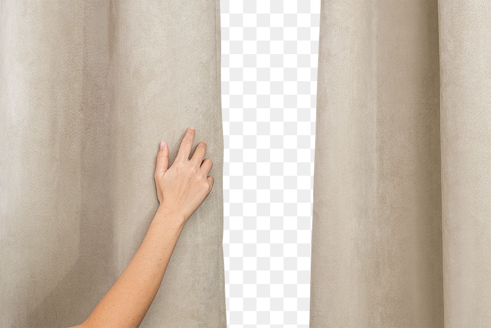 Beige curtain png mockup, transparent design