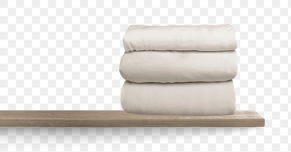 Png clean bed linen, on a shelf