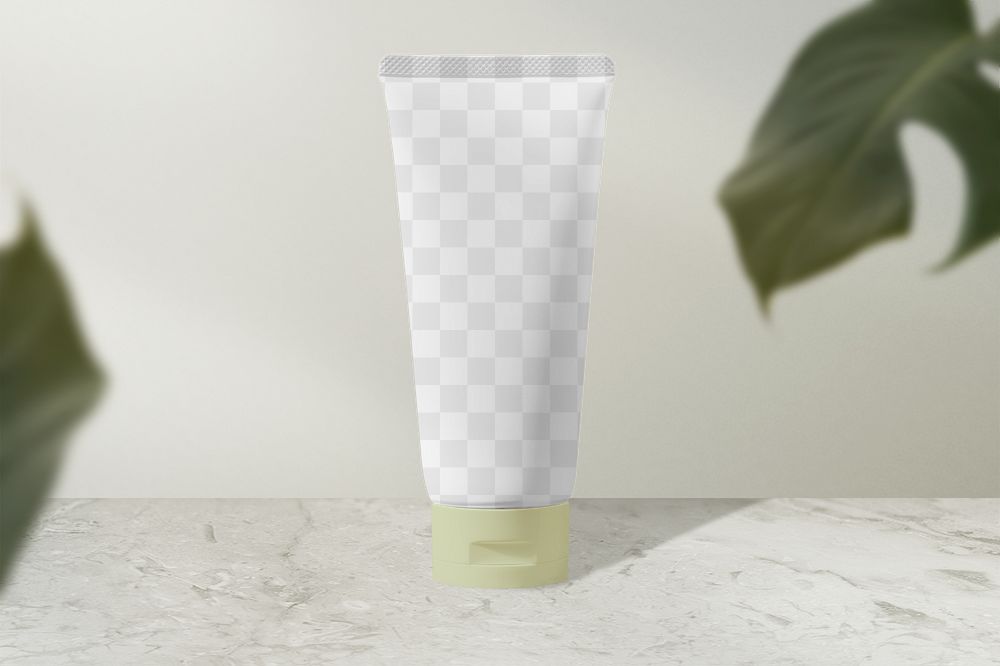 Png cosmetic tube mockup, beauty product packaging 