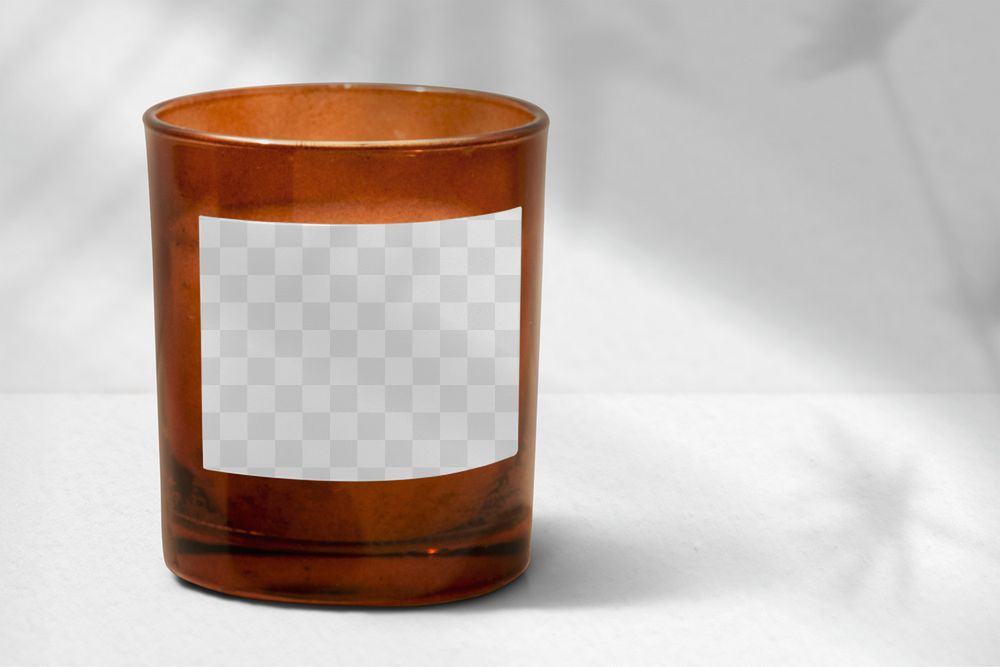 Candle jar png label mockup, transparent product branding