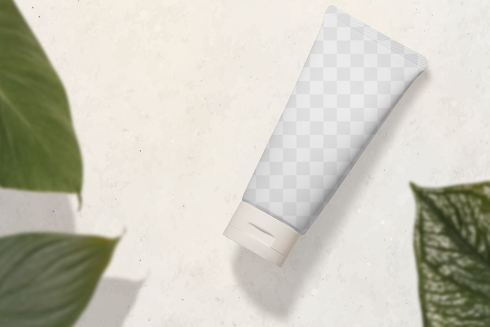 Png cosmetic tube mockup, beauty product packaging 