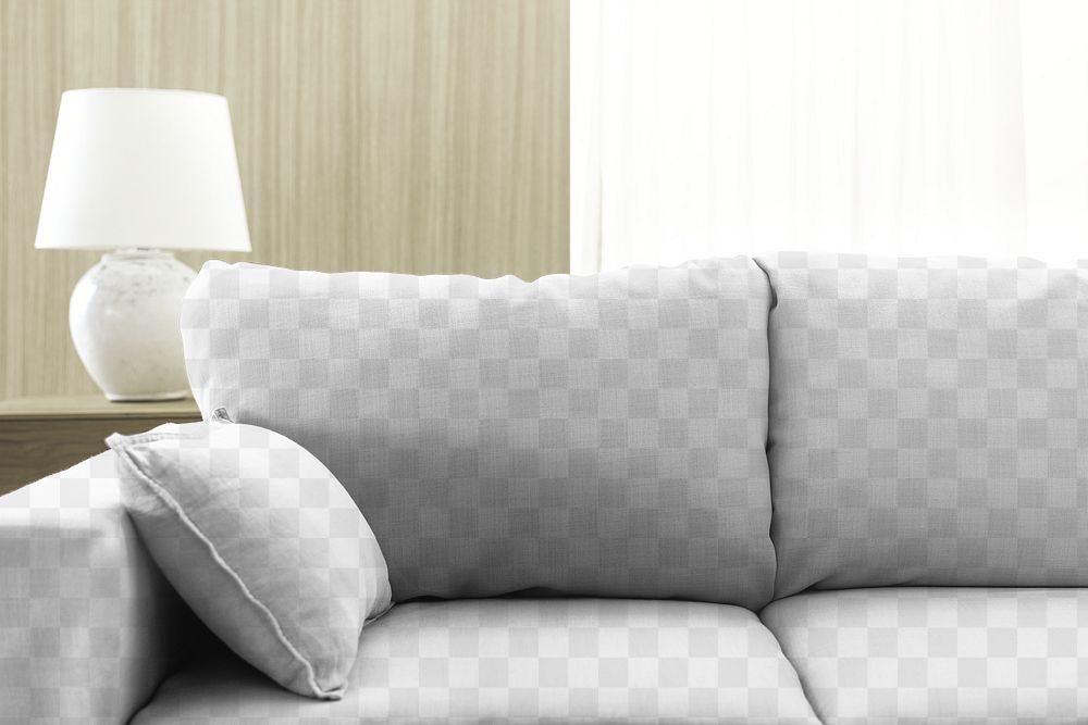 Png sofa cover mockup, transparent fabric