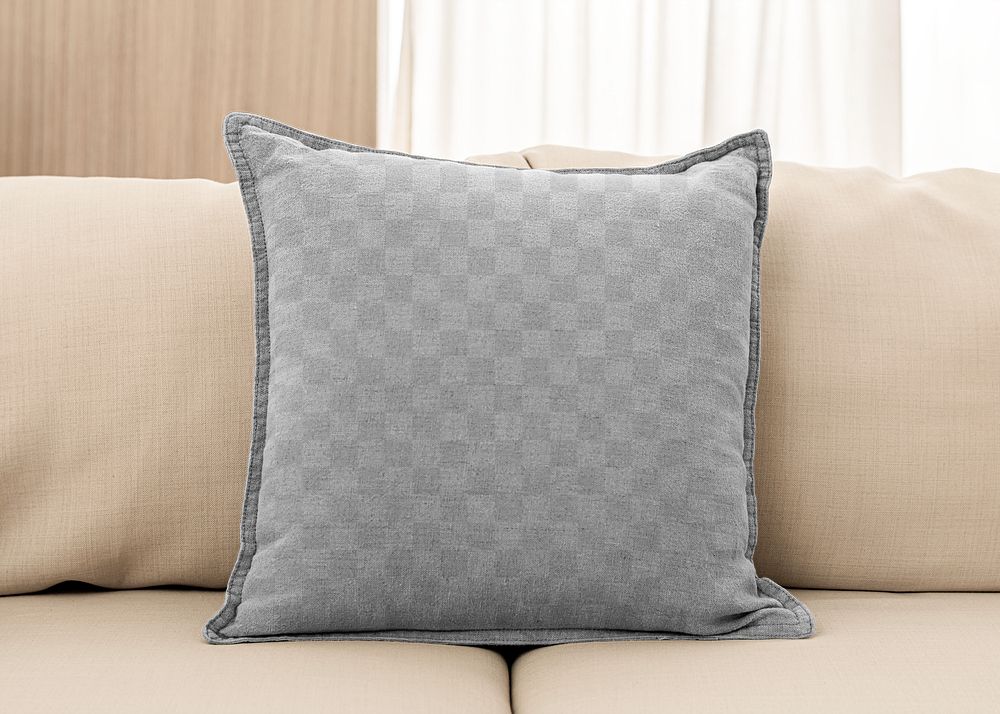 Png cushion cover mockup, transparent fabric