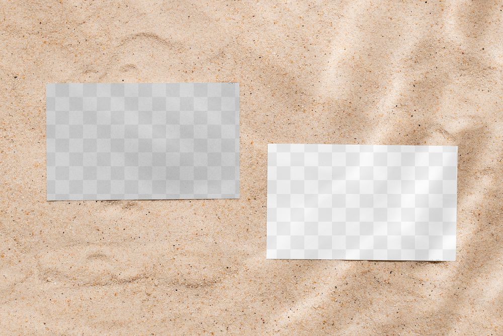 Business card png mockup, flat lay set