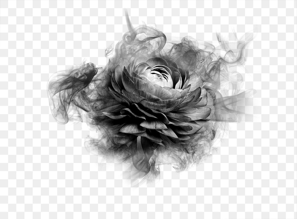 Flower png smoke element, textured abstract graphic