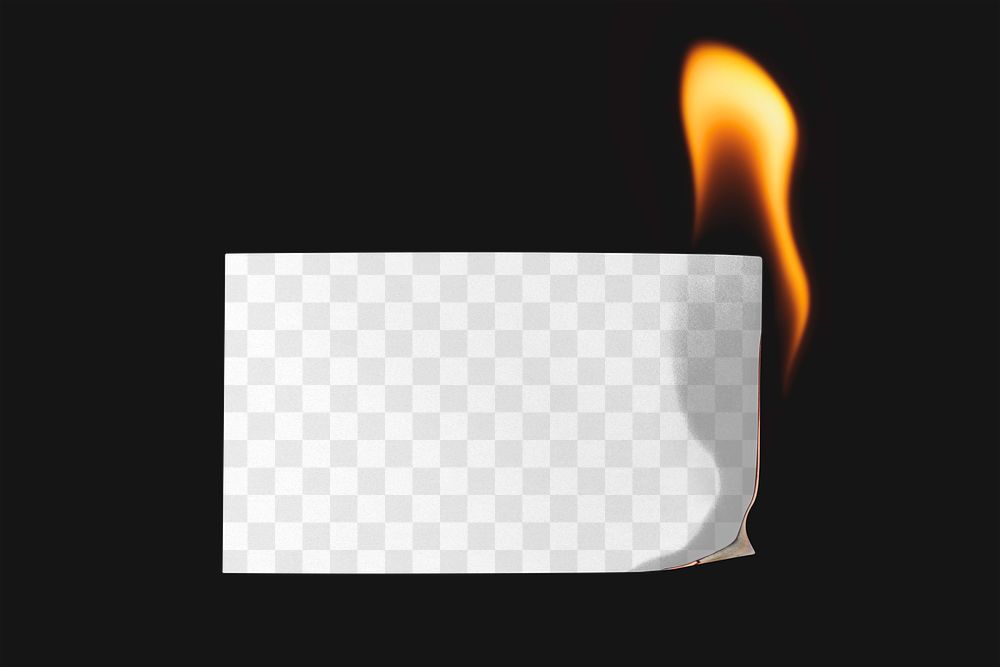 Business card png mockup, realistic flame, transparent blank design space