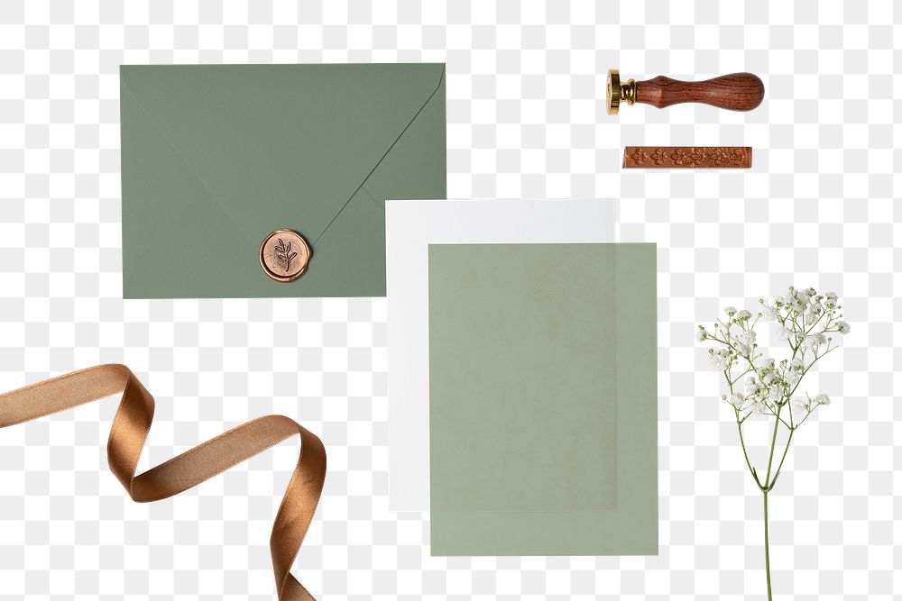 Aesthetic envelope png, green corporate identity design
