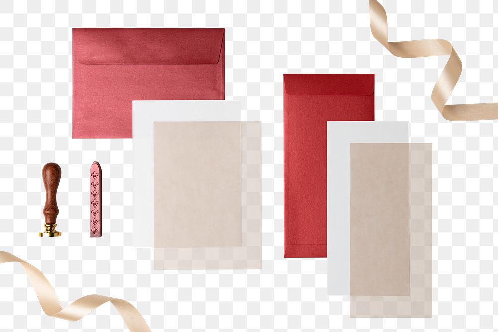 Aesthetic envelope png, red corporate identity design