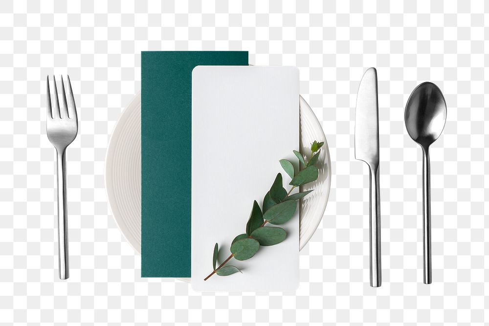 Menu paper png, aesthetic tableware & cutlery for restaurants