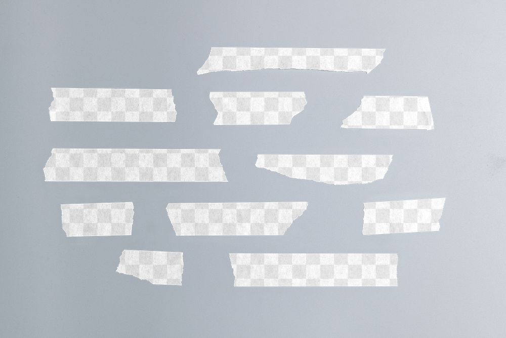 Washi tape png, transparent mockups, stationery flat lay