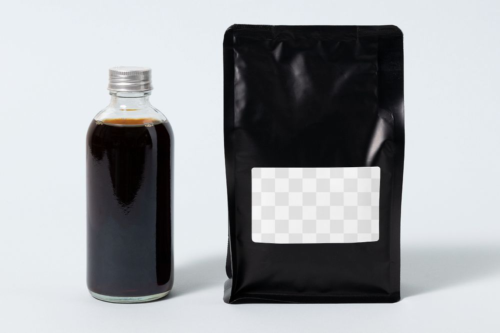 Coffee bag label png, transparent mockup design, business branding design