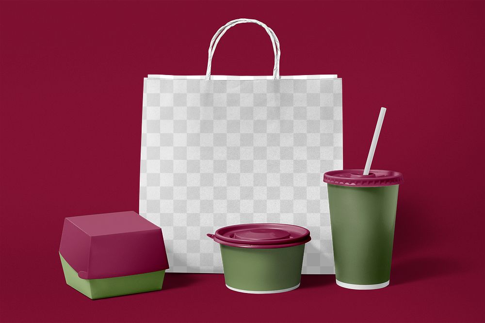 Transparent bag png mockup, food packaging branding design, eco product
