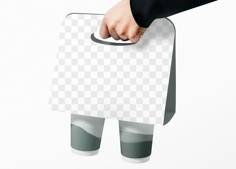 Transparent png mockup, cup holder, product branding design