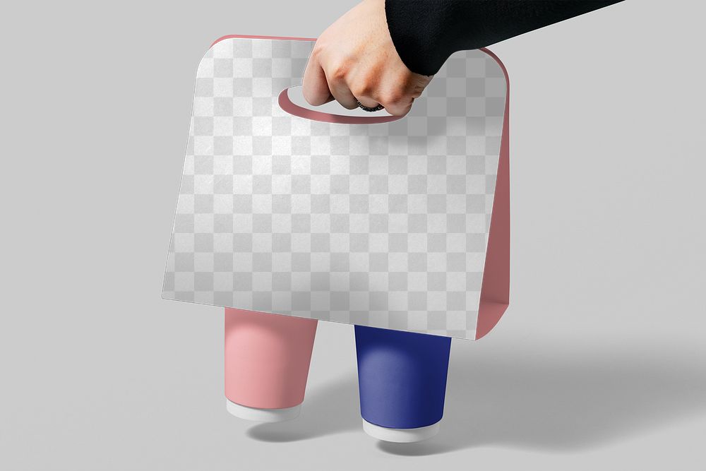Transparent png mockup, cup holder, product branding design