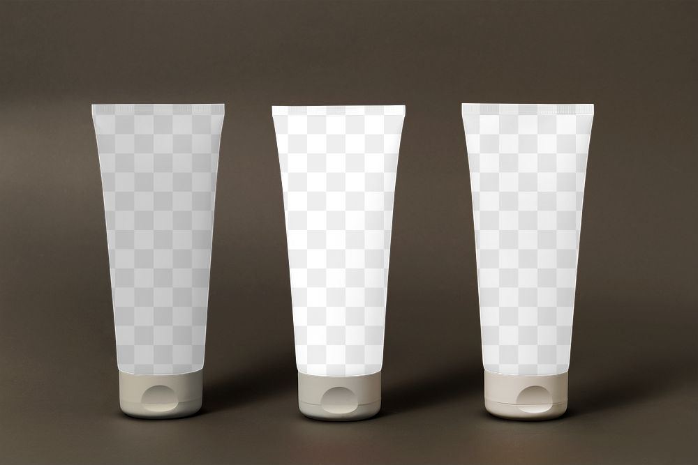 Tube mockups png, transparent paper, skincare product packaging design, business branding