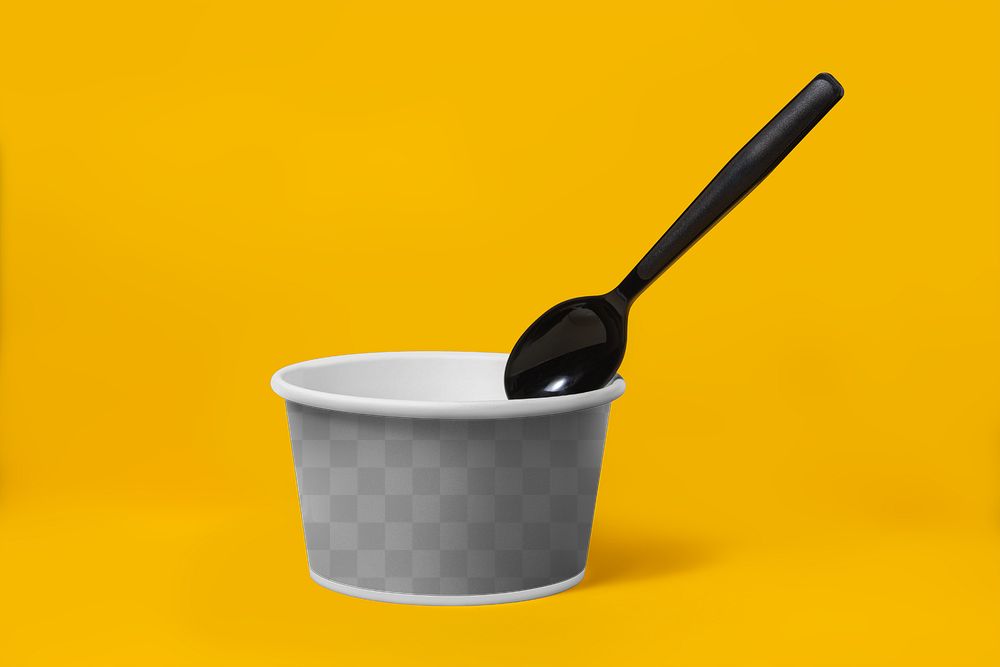 Transparent mockup png, paper bowl, eco food product packaging design