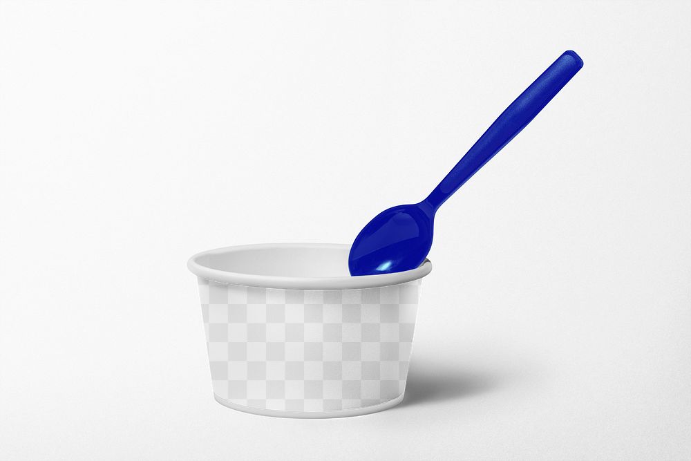 Food cup mockup png with spoon, restaurant food delivery concept