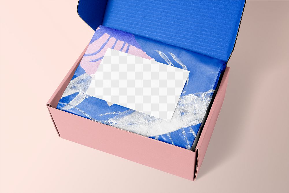 Business card png mockup, transparent branding identity with paper boxes
