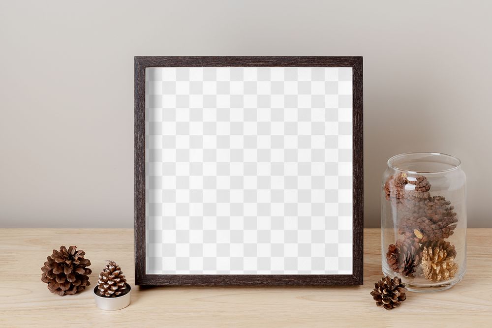 Picture frame mockup png, festive living room decoration, home interior design