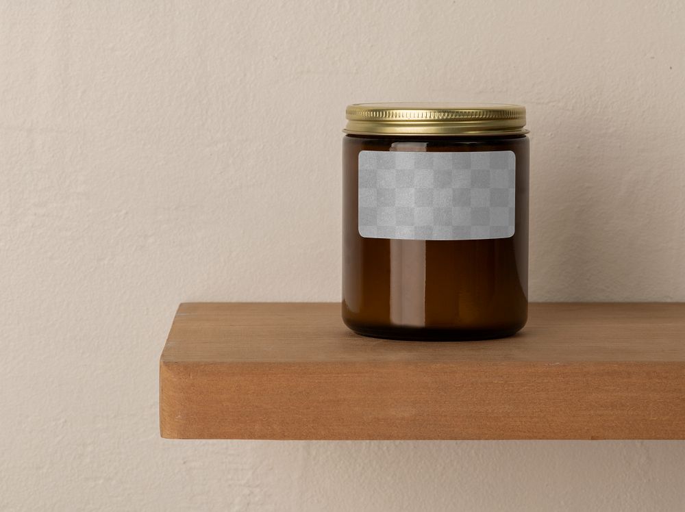 Candle mockup png with lid, product packaging with transparent label 
