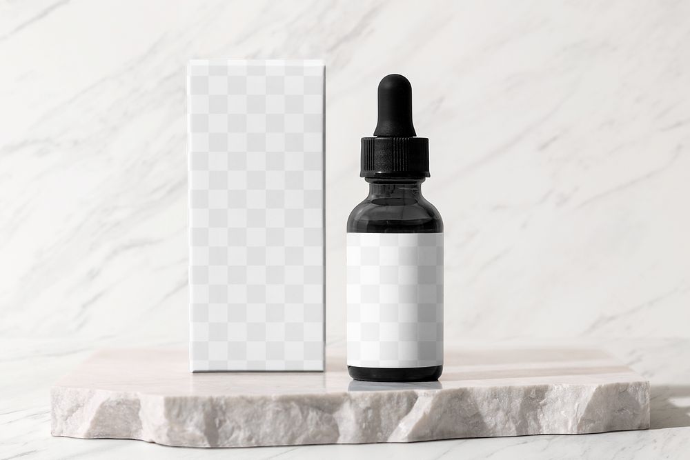 Serum bottle mockup png, label for beauty dropper product 