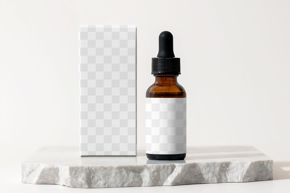 Serum bottle mockup png, label for beauty dropper product 