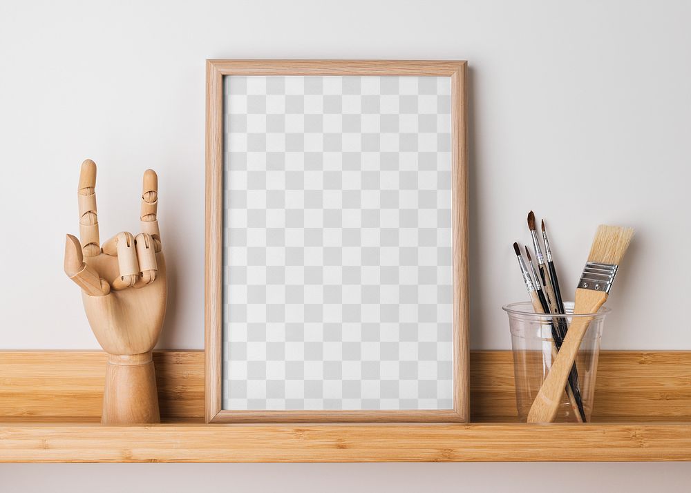Picture frame mockup png with art tools