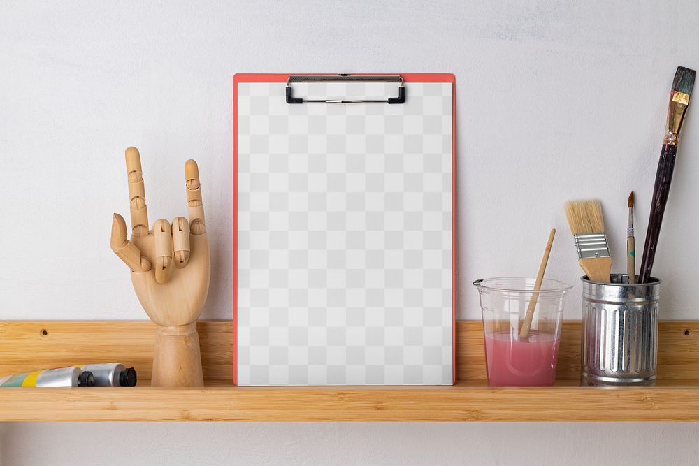 Clipboard png mockup with transparent document, art background
