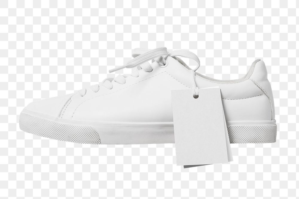 White canvas sneakers png, street apparel with brand label