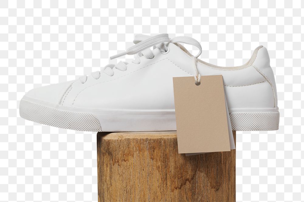 White canvas sneakers png, street apparel with brand label