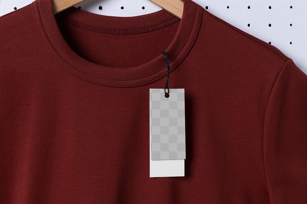 Clothing tag png mockup, simple apparel transparent design