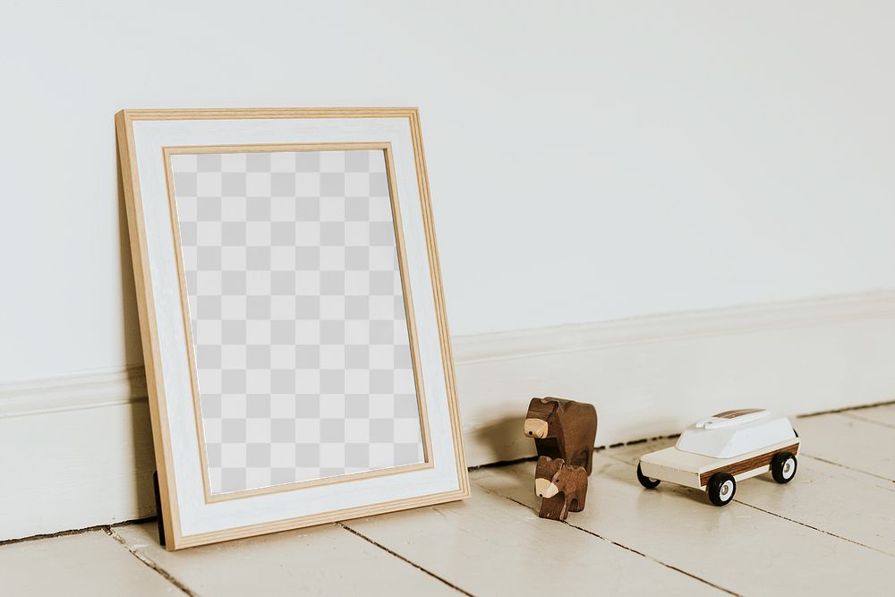 Picture frame mockup png, kids playroom 