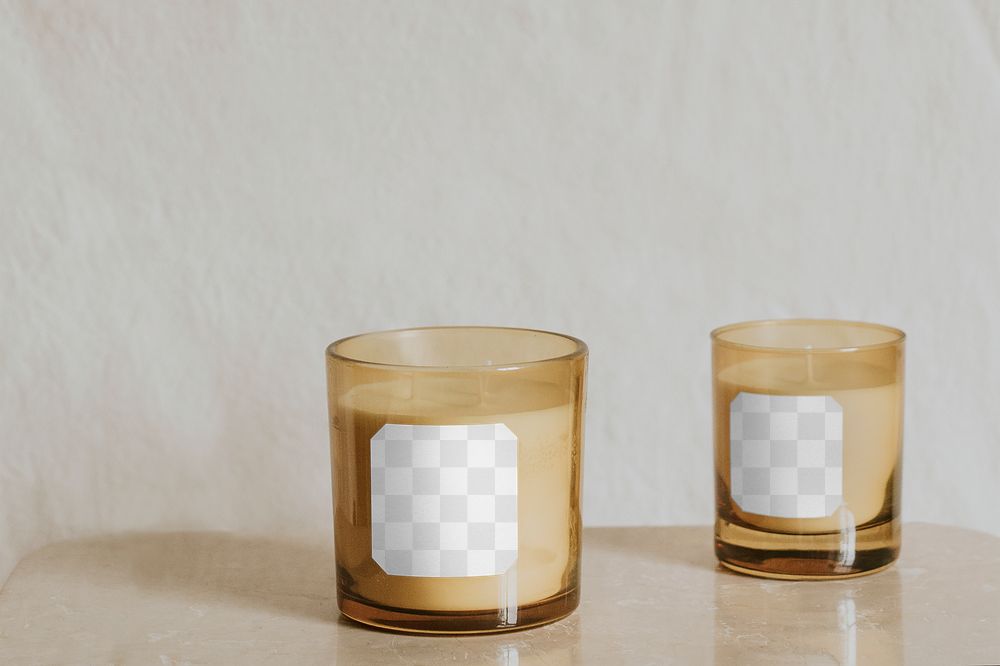 Candle png label mockup, transparent design 