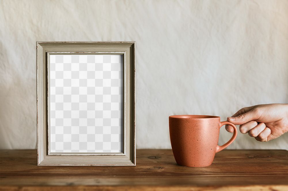 Cute picture frame png mockup, transparent design 