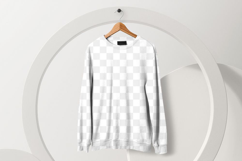 Sweater mockup png transparent, unisex casual apparel fashion design