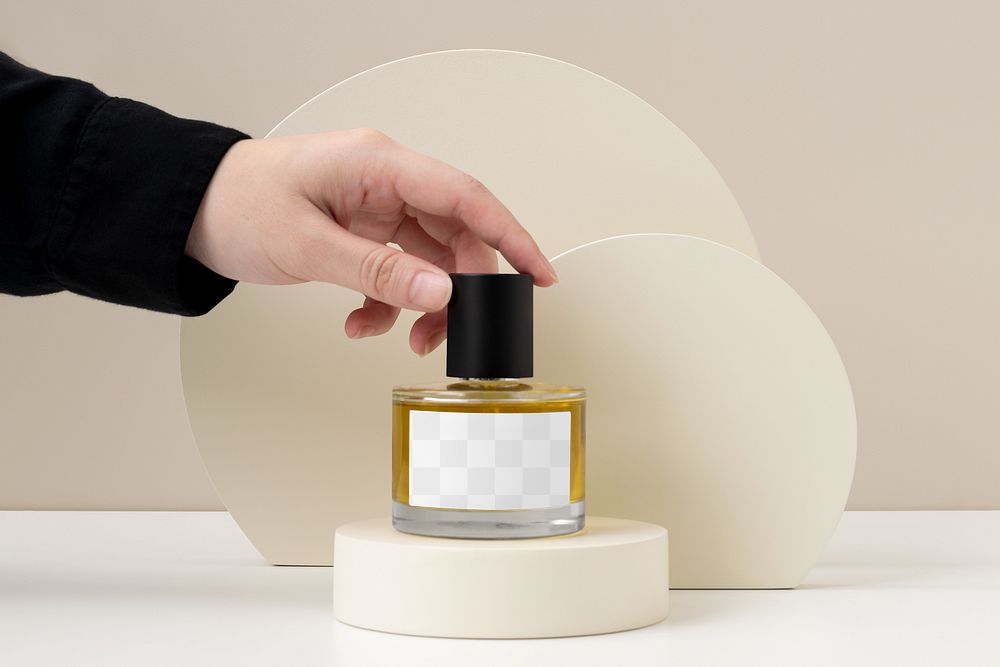 Skincare bottle mockup png, transparent label design, beauty product packaging