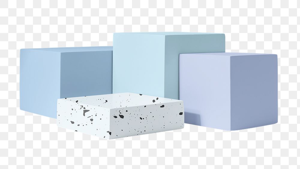Pastel blue geometric shape png, isolated object design set, transparent background